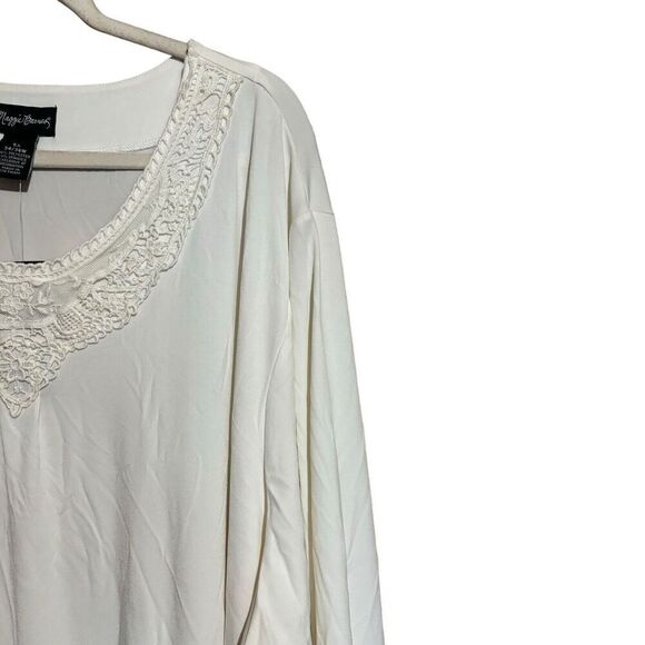 Maggie Barnes Tunic Top Womens 5X 34 36W Ivory Stretch Blouse Ladies - Picture 3 of 8